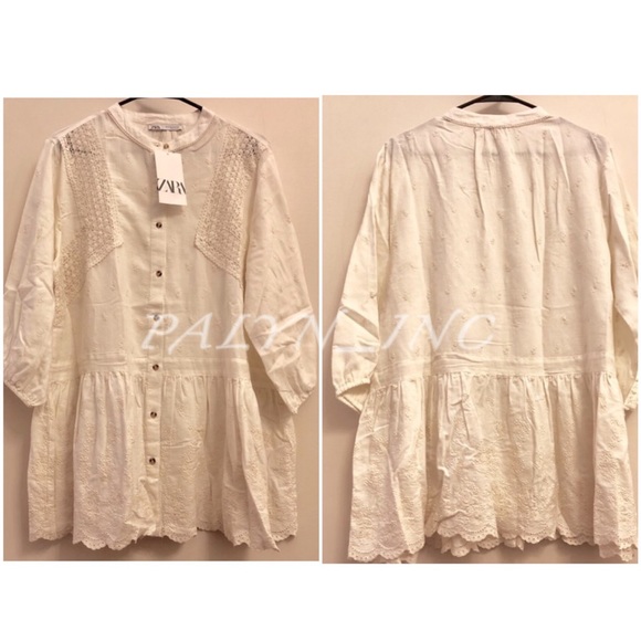 ❤️❤️ NWT ZARA EMBROIDERED LACE DRESS BLOUSE - Picture 6 of 8